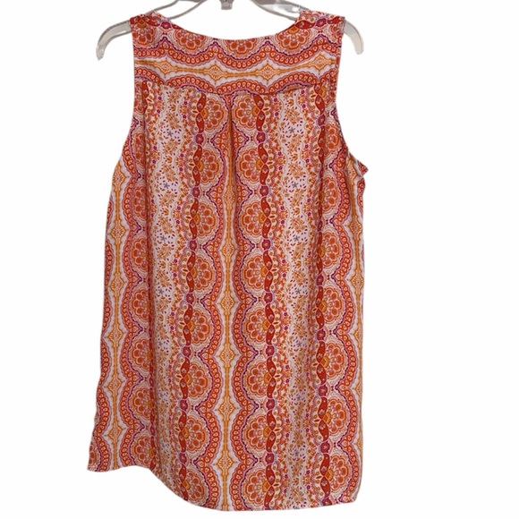 Violet & Claire Paisley Sleeveless Tank Top Orange Coral Size Small - Picture 3 of 7